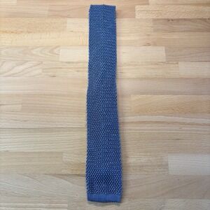 Lands End Tie Mens Light Blue Knit Square End Silk Vintage Italy 2.5" Soie Seide